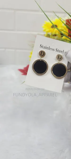Female Round Black Earrings