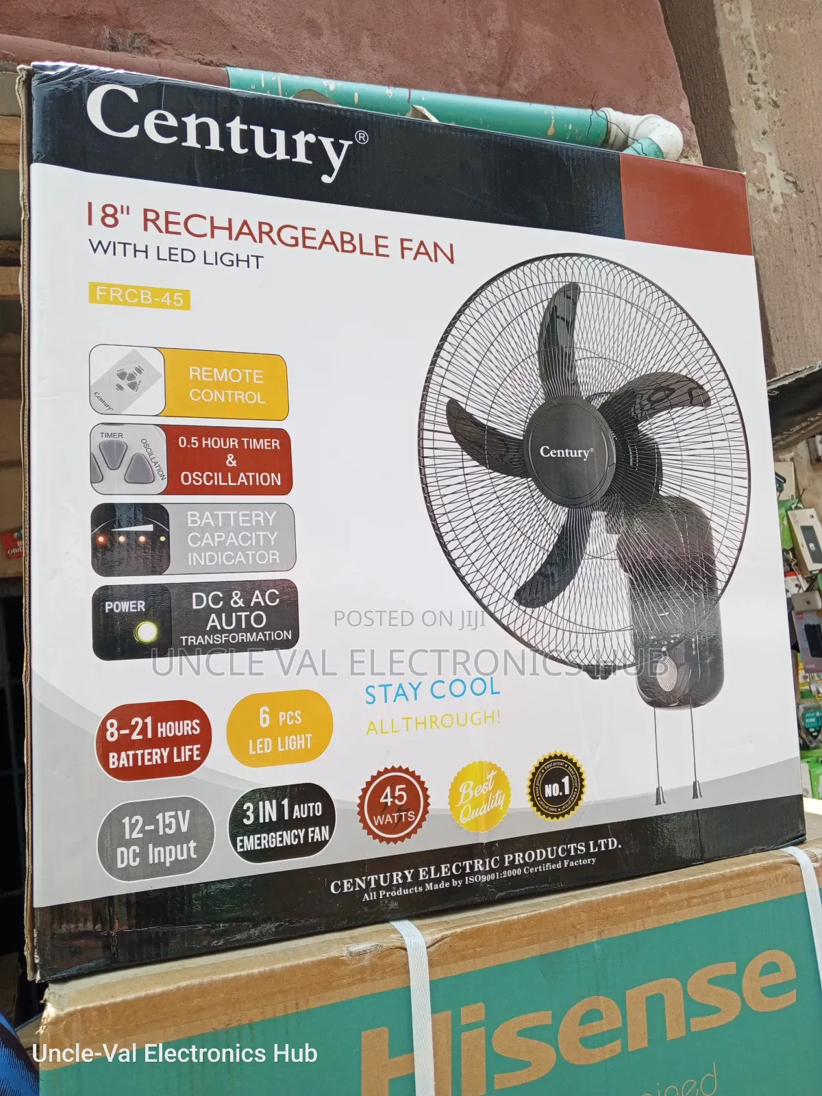 Century 18" Wall Rechargeable Fan