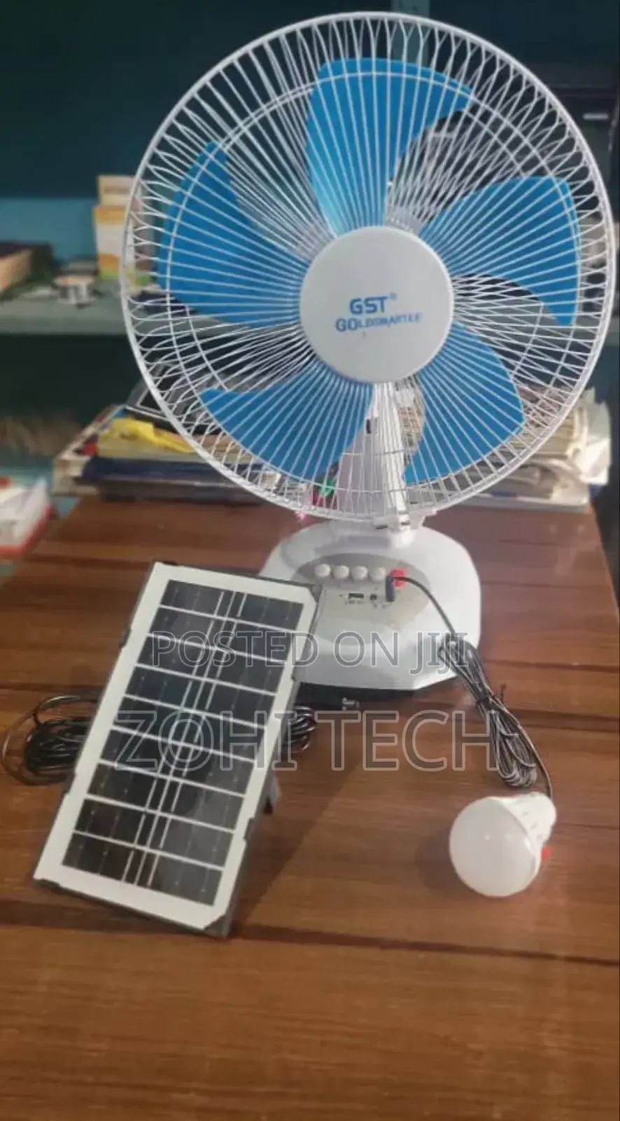 Size 12 Rechargeable Fan With Solar Panel