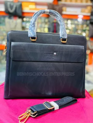 Good Leather Black Mont Blanc Laptop, Office, Conference Bag