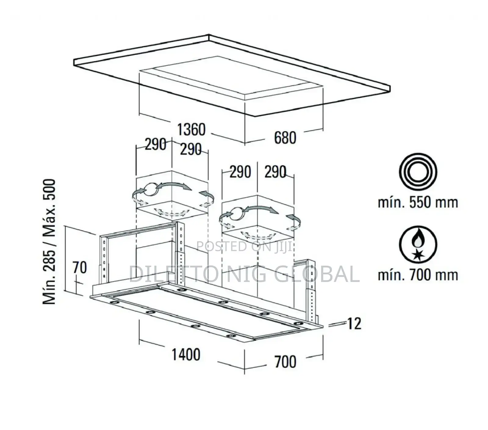 Inbuilt Ceiling Extractor With Remote Control. 1400m