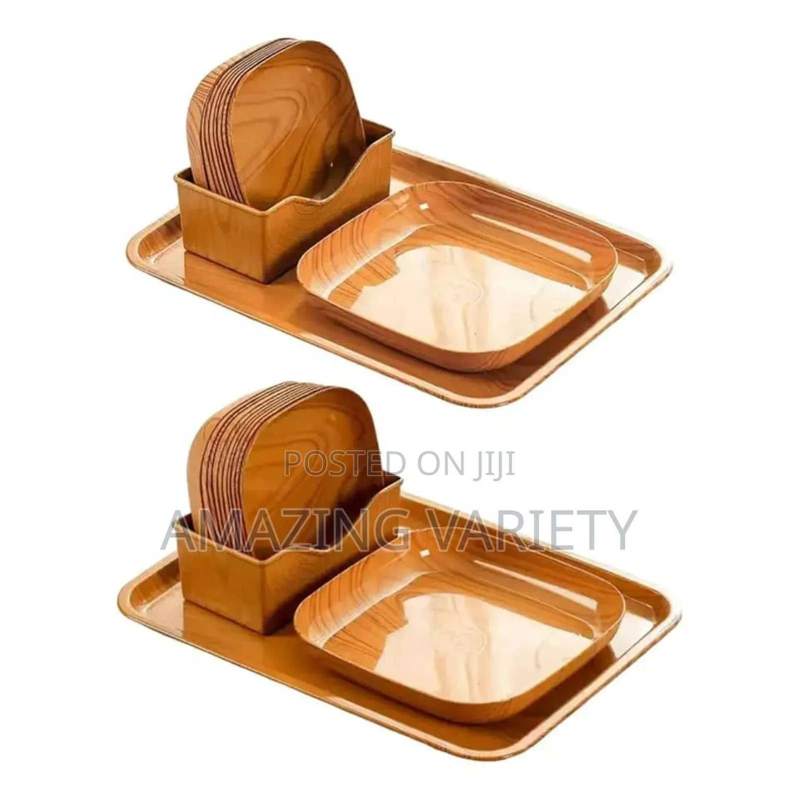 Wood Plastic Square Salad Serving Plate