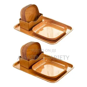 Wood Plastic Square Salad Serving Plate