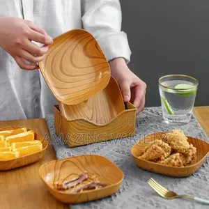 Wood Plastic Square Salad Serving Plate