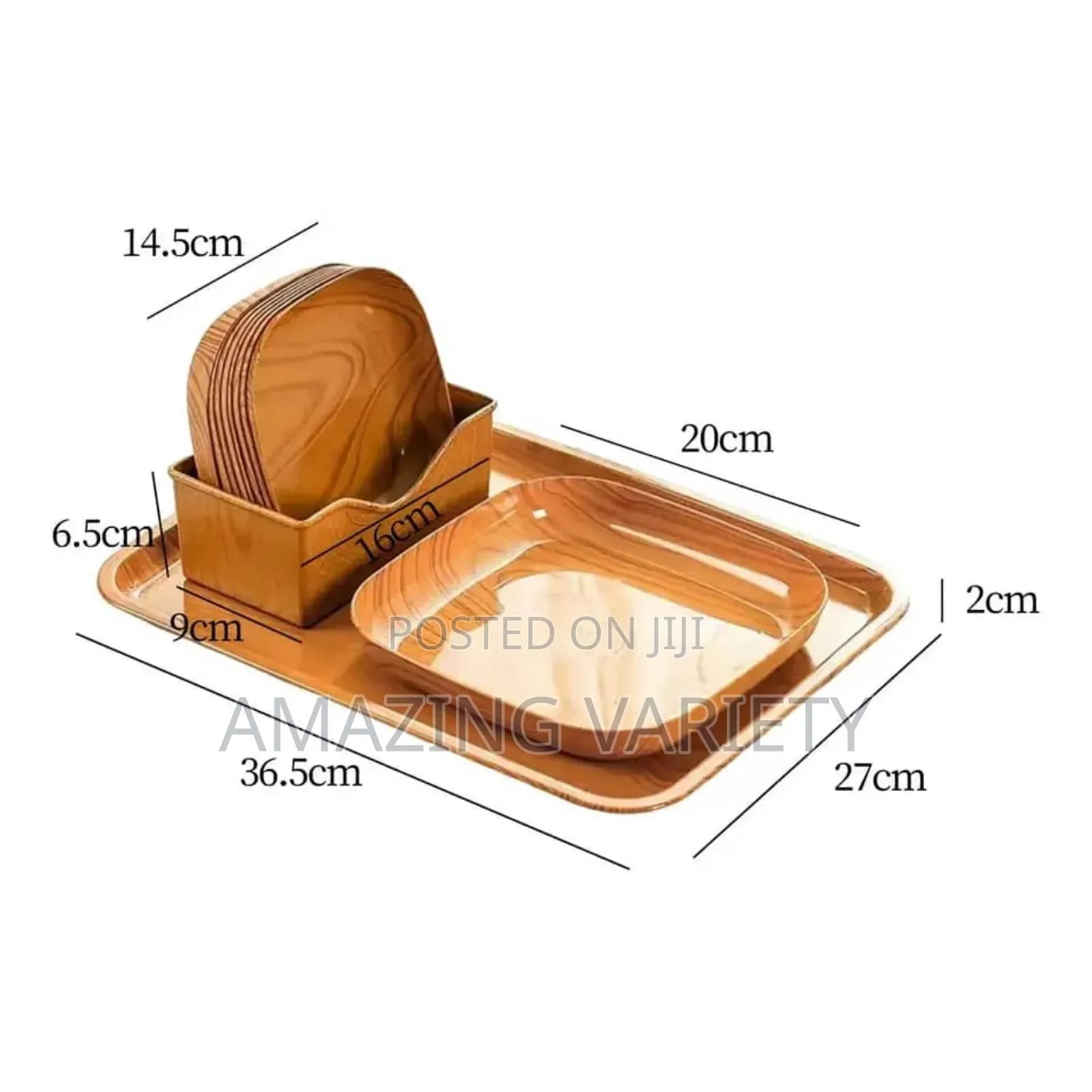 Wood Plastic Square Salad Serving Plate