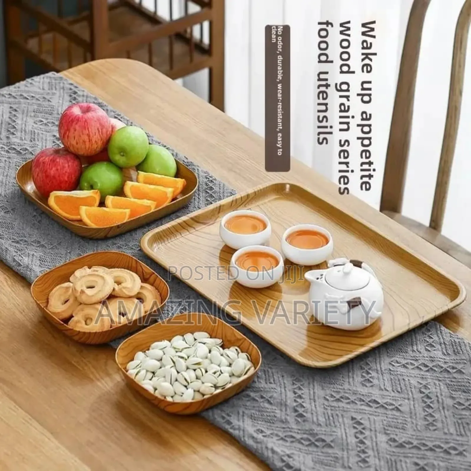 Wood Plastic Square Salad Serving Plate