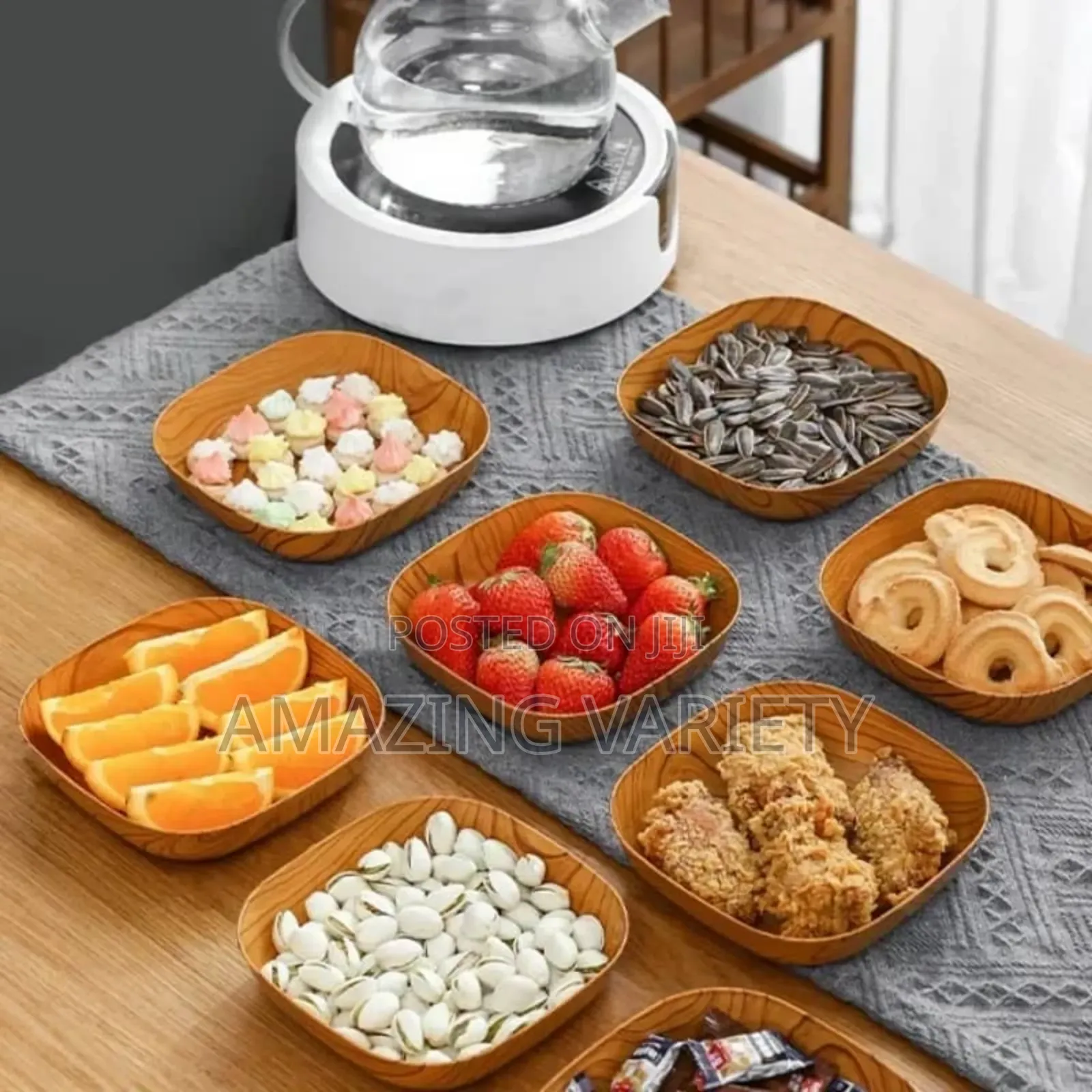 Wood Plastic Square Salad Serving Plate