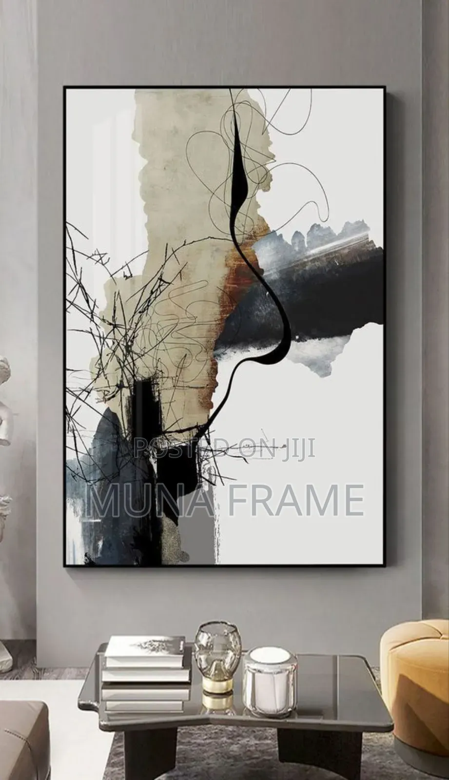 Abstract Black and White Wall Artwork Print on Canvas
