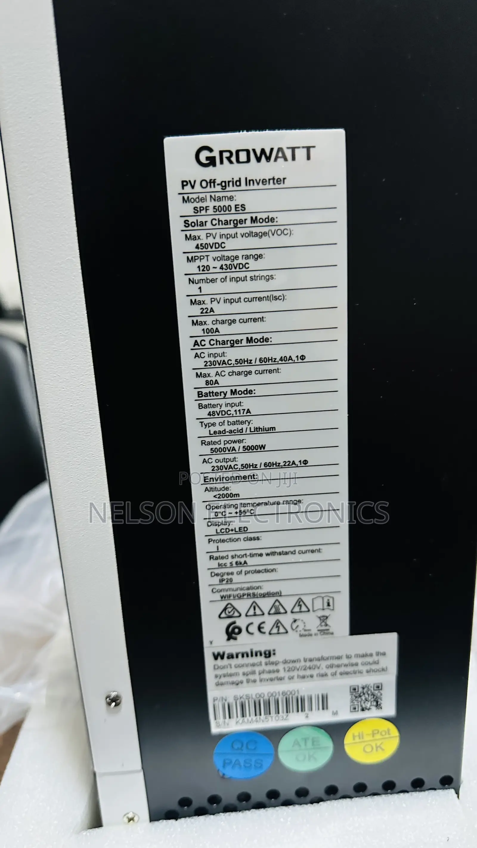 Es5000watt Growatt Inverter 48v With 100A Charge Controller