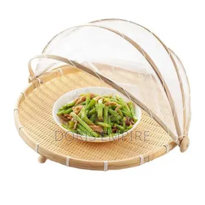 Fly-Proof Bamboo Basket Folding Kitchen Fruit Vegetable .