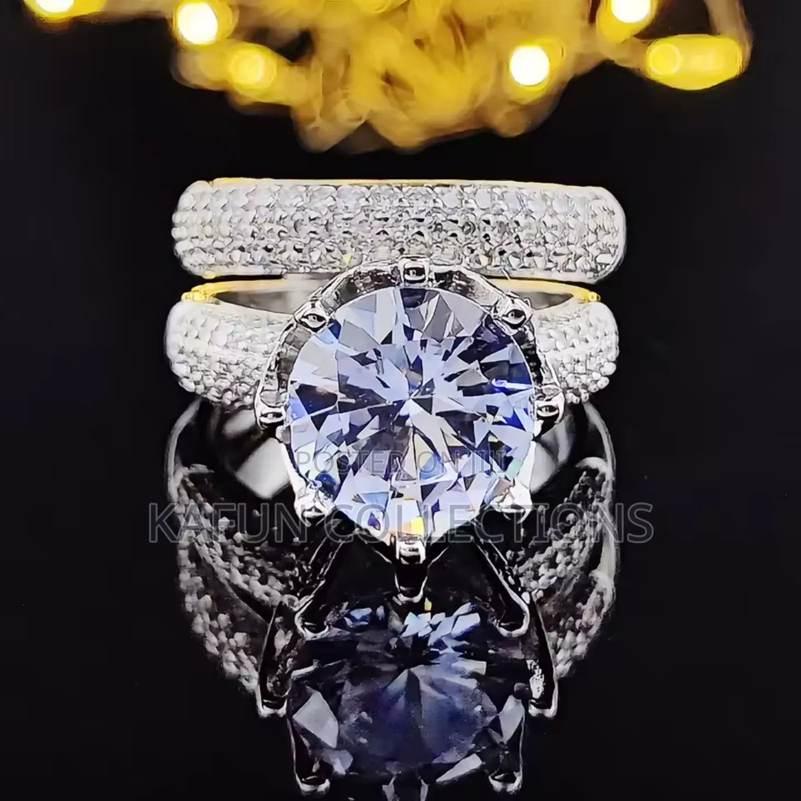 Full Solid Zirconia Silver Long Lasting Bridal Ring Set