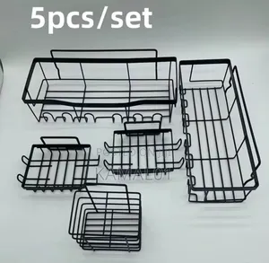 5pcs Iron Bathroom Shelve Non-Perforated Toilet Soap Holders