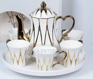 8 Pieces Tea Set Trim Glazed Porcelain