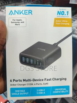 Photo - Anker 6 Port Multi Device Fast Charging 112w ,6 Port GAN