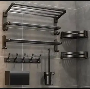 Hotel Modern Matte Black Toilet Bathroom Accessories Set