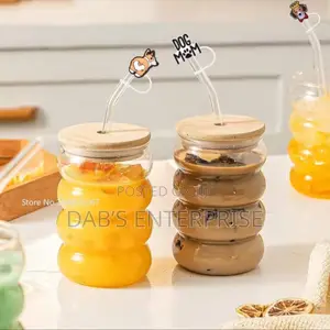 Glass Cup With Lid Straw