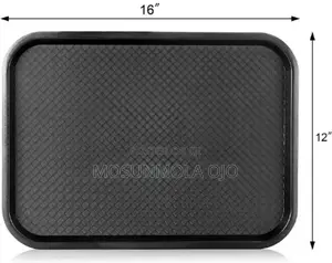 12" X 16" Rectangular Non-Slip Serving Tray (Black)