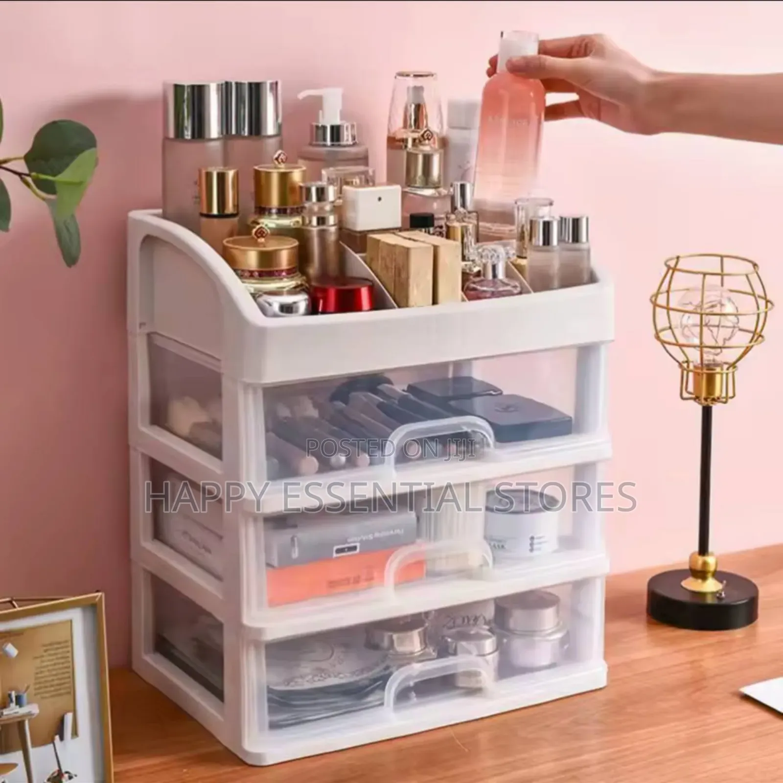 1pc Transparent Plastic Four Layer Three Drawer Desktops