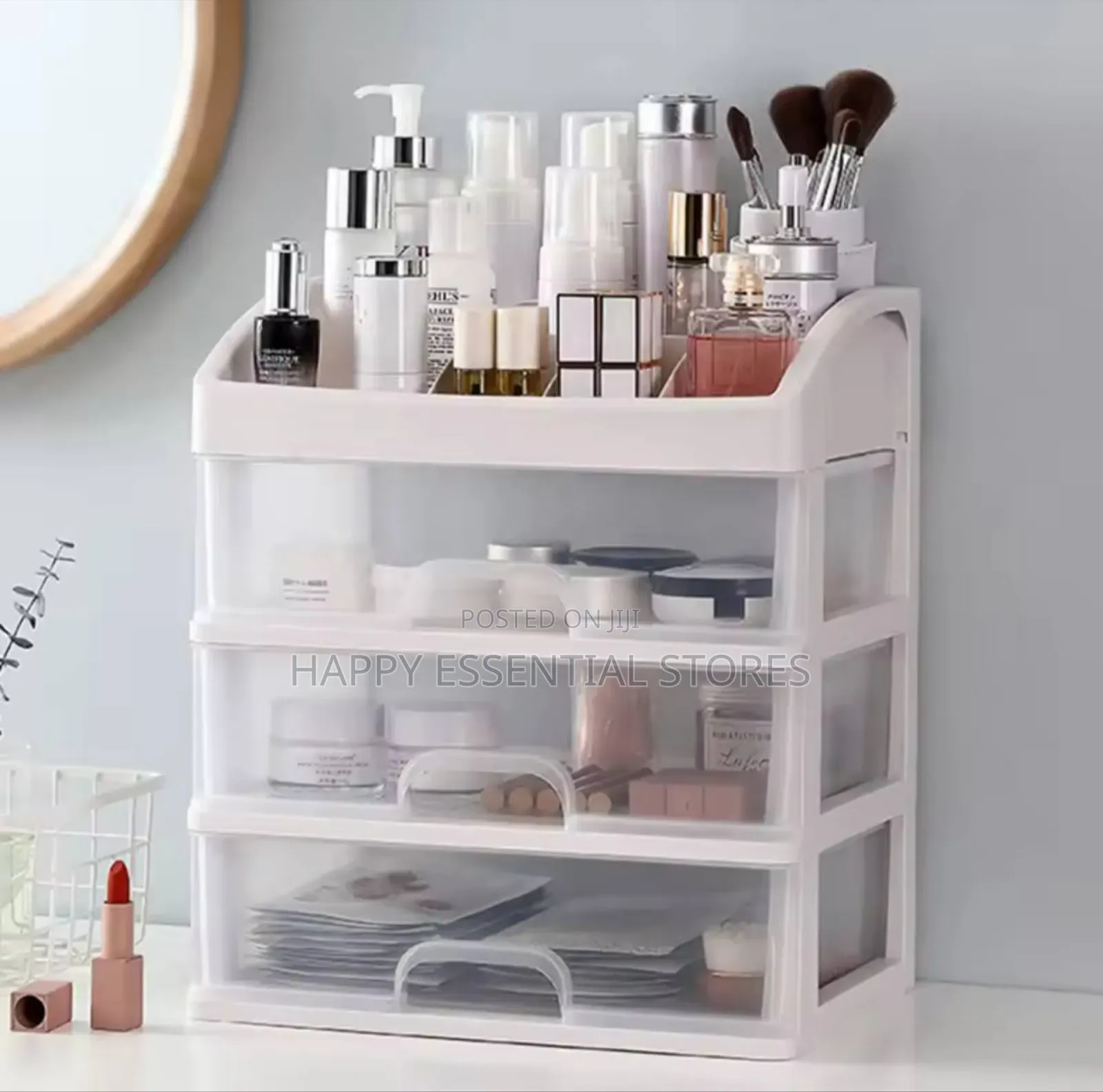 1pc Transparent Plastic Four Layer Three Drawer Desktops