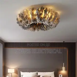 Creative Feather Ceiling Light Romantic Princess Room Light