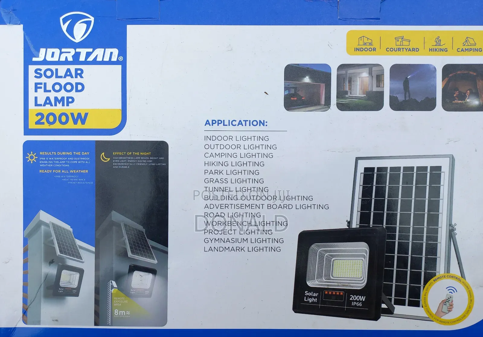 JORTAN 200watts Solar Flood Light