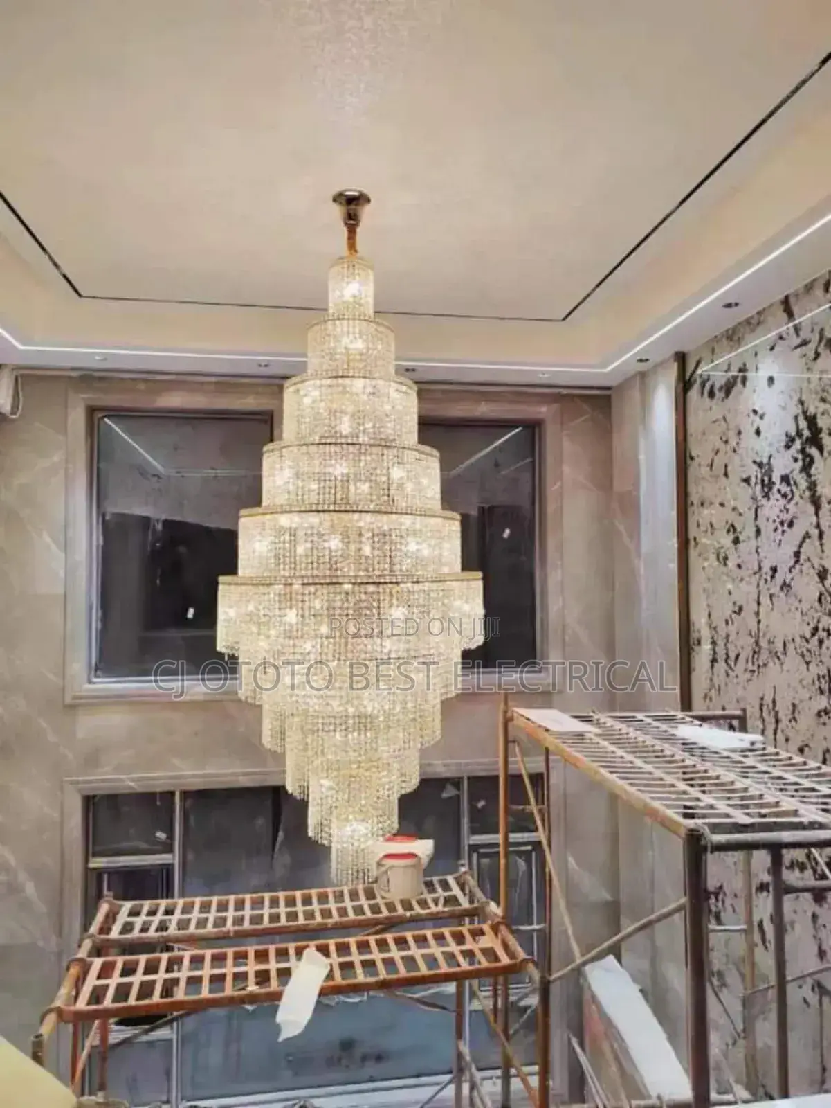Big Crystal Chandelier Open Parlor Light Available Now