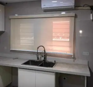 Cream Roller Blinds (Automated Open-Rail/Sunscreen)