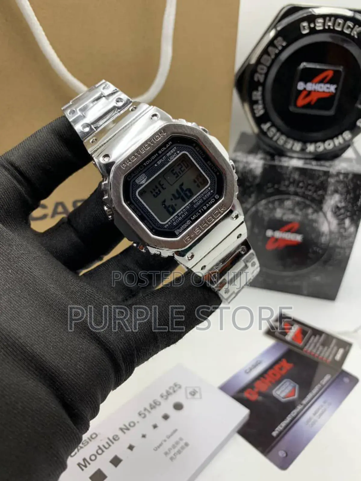 Gshock Digital Solid Silver and Black