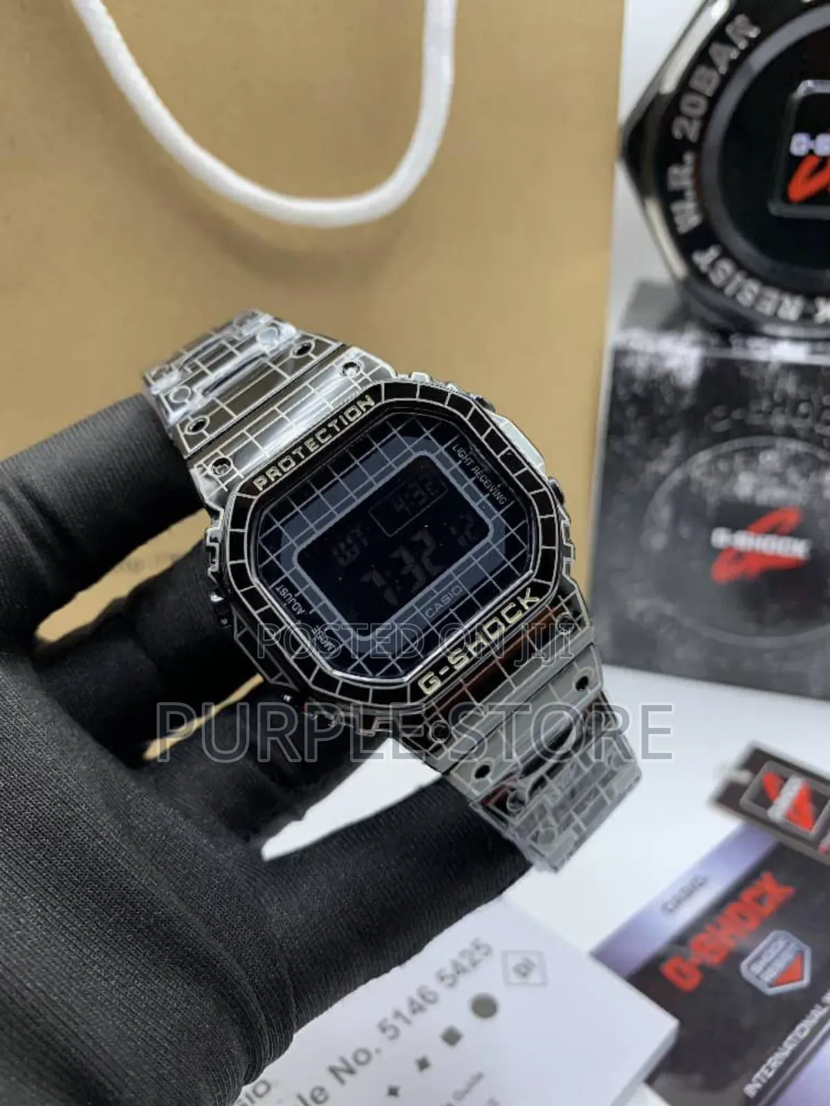 Gshock Digital Solid Silver and Black