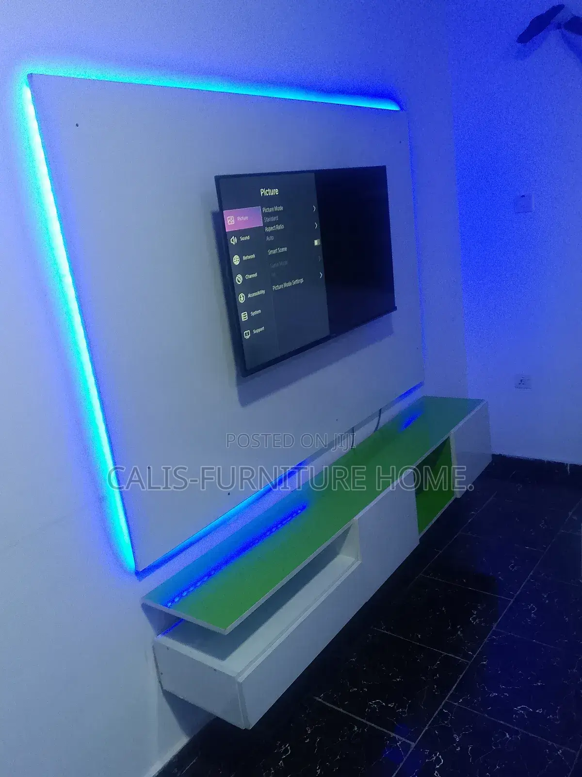 6ft X 6ft TV Console (White and Green)