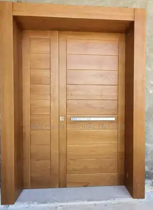 Double Wooden Door With Archtried Frame