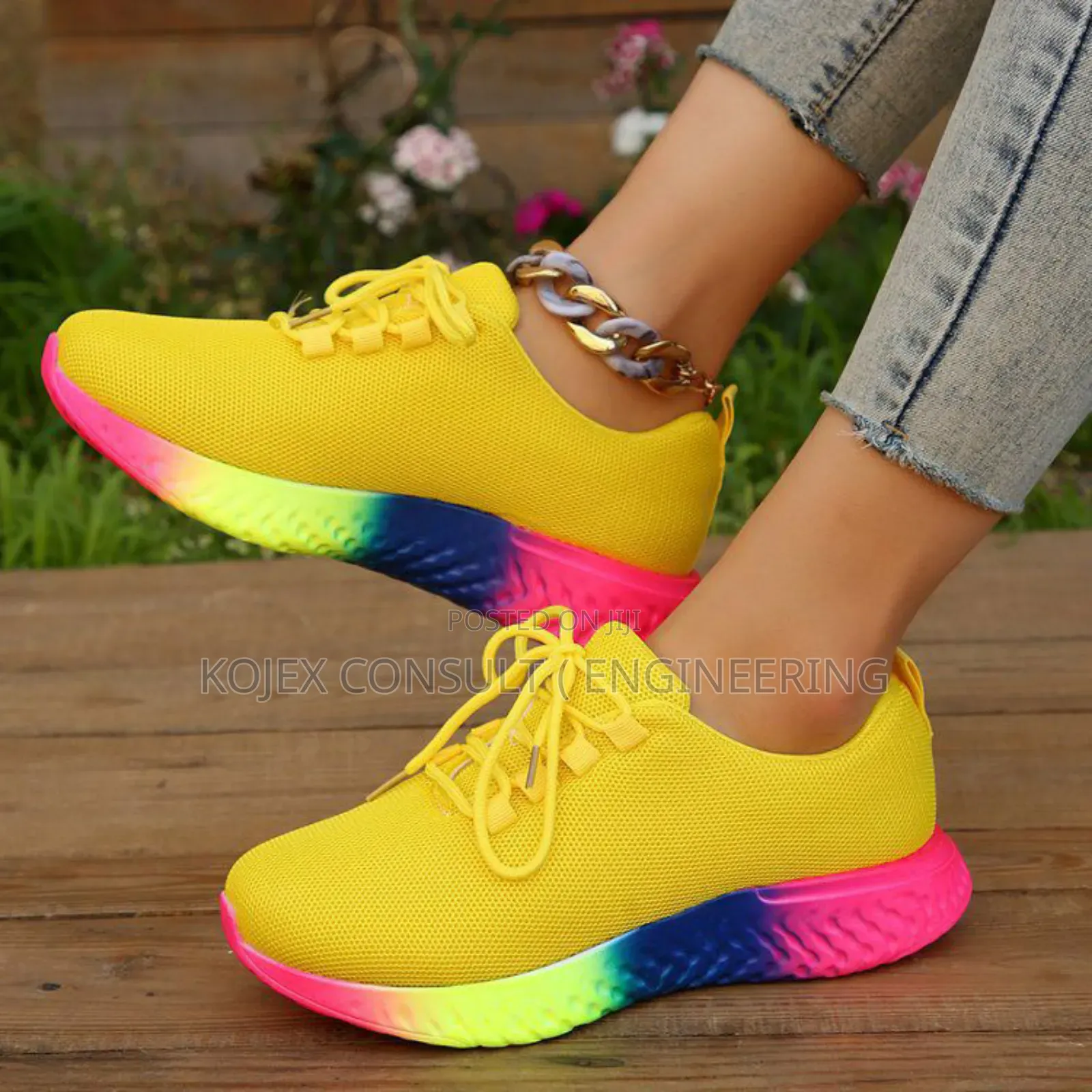Rainbow Colour Sole Sneakers