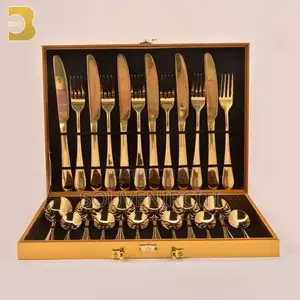 24pcs Gold Box Cutlery Set 