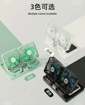 Double Head Foldable Quality Solar/Electric Rechargeable Fan