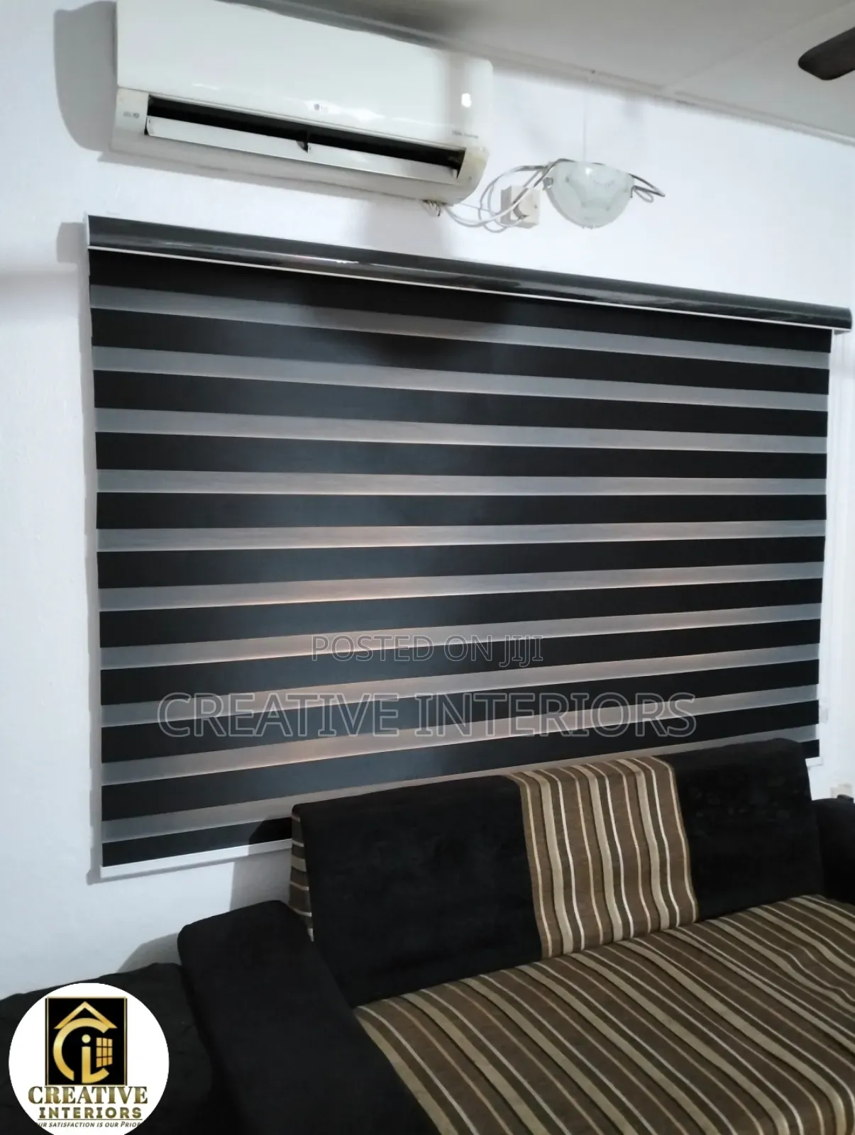 Black Patterned Day and Night Window Blinds
