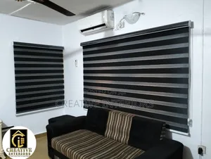 Black Patterned Day and Night Window Blinds