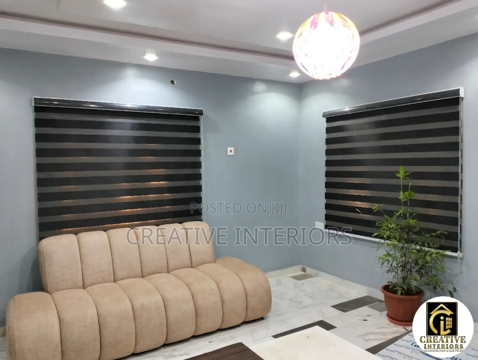 Black Patterned Day and Night Window Blinds