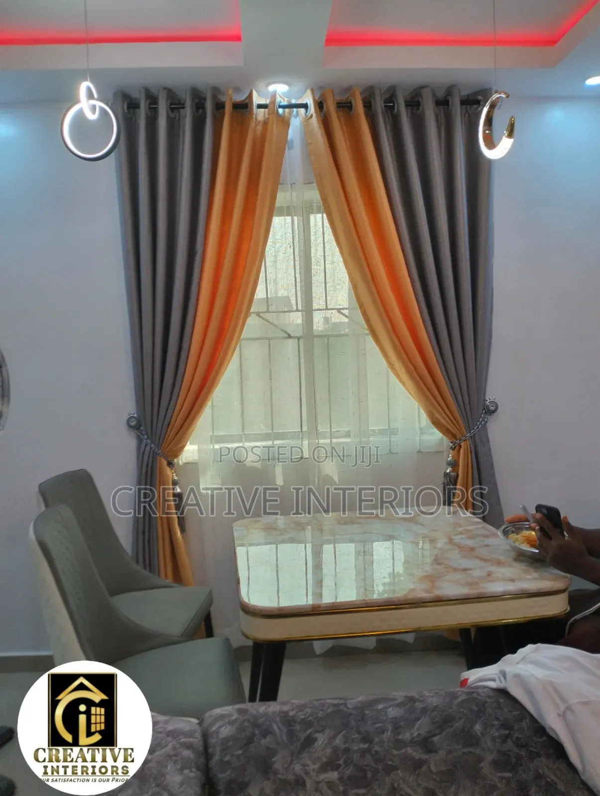 Grey/Gold Curtains Material