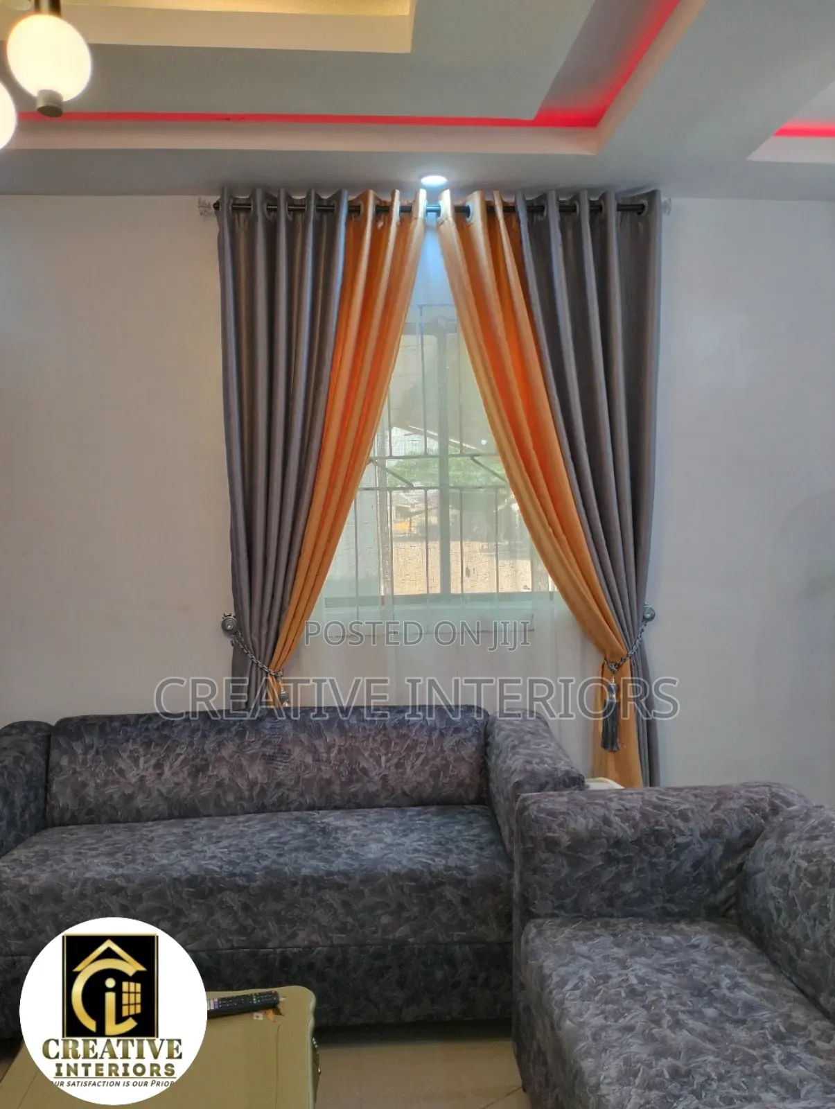 Grey/Gold Curtains Material