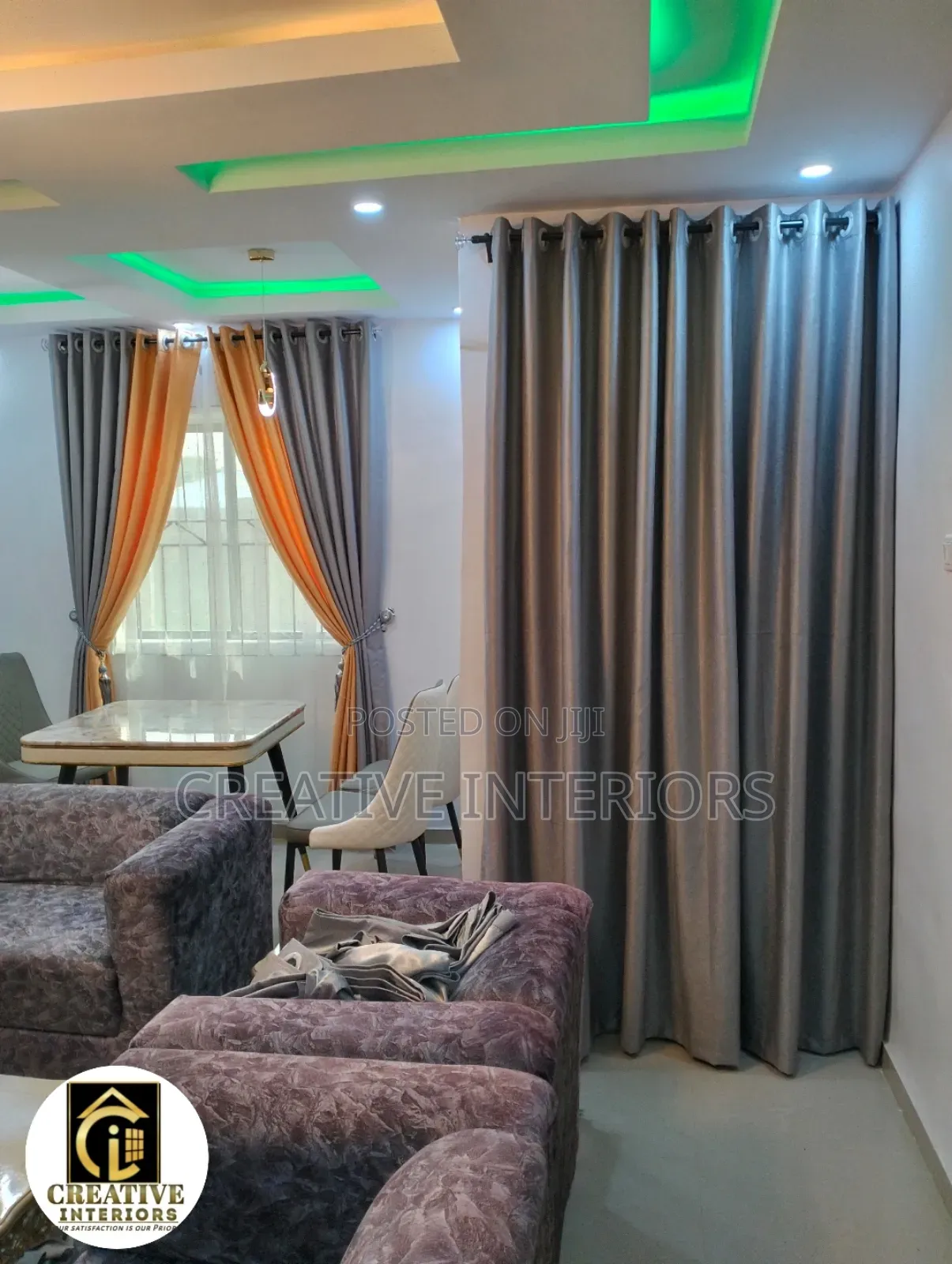 Grey/Gold Curtains Material