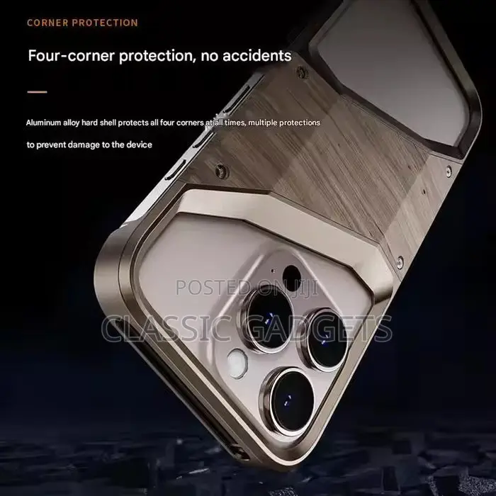 Aluminum Alloy Wood Frameless Case for iPhone 16 Pro Max
