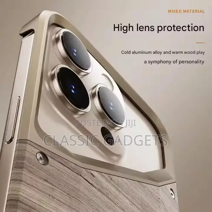 Aluminum Alloy Wood Frameless Case for iPhone 16 Pro Max