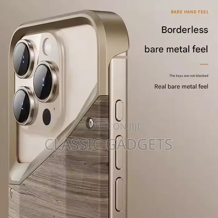 Aluminum Alloy Wood Frameless Case for iPhone 16 Pro Max