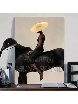 24/26 Inchet Abstract Black Horse With a Lady