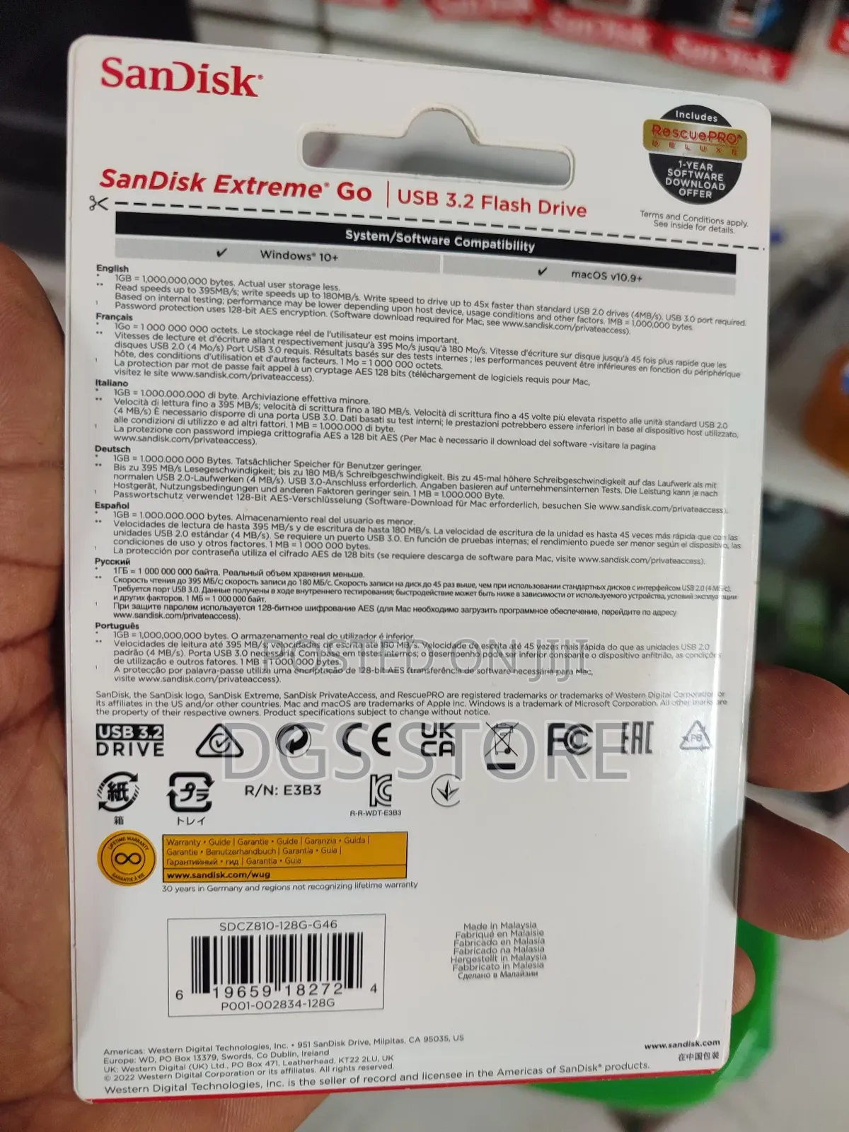Sandisk Extreme Go Usb 3.2 128gb Flash Drive