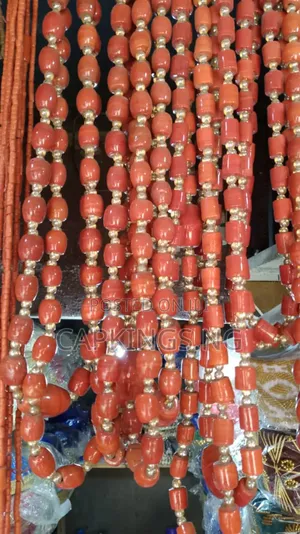 Photo - Igbo Men Traditional Coral Beads Necklace Bangles for Groom
