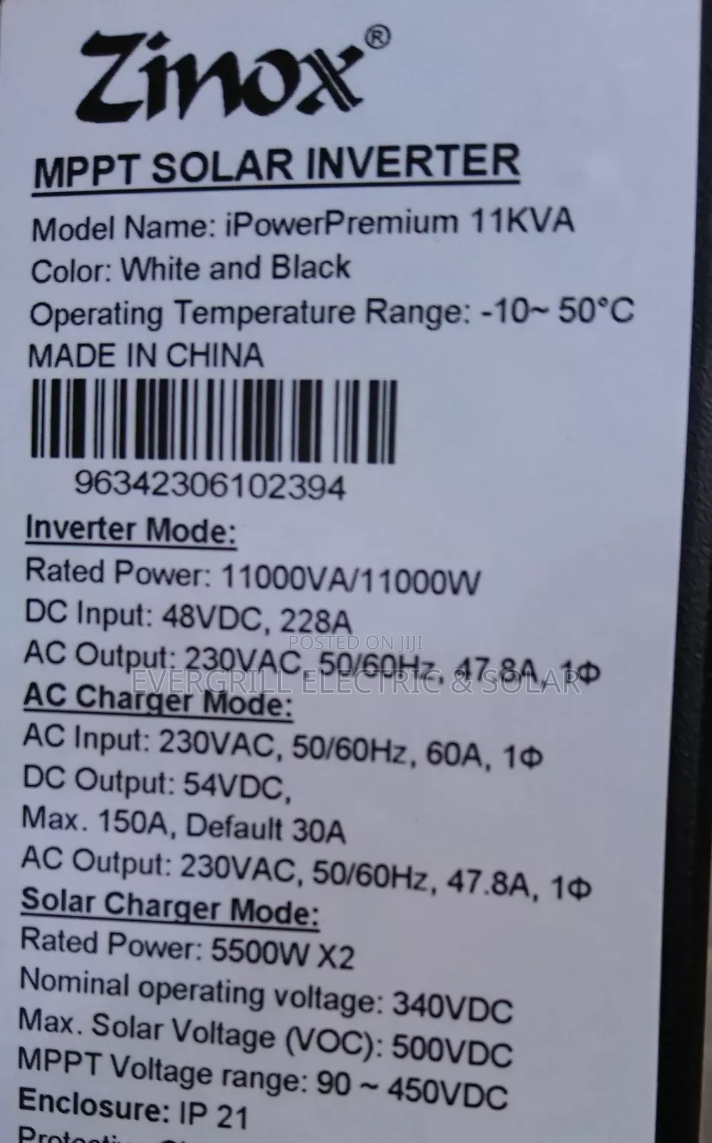 Ipower Premium Solar Hybrid Inverter 11kva 48V