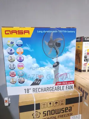 Brand New QASA 18" Rechargeable Fan + 3W LED Night Light