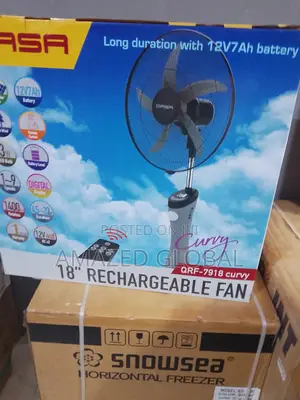 New in 18" QASA Low Noise Operation Rechargeable Fan