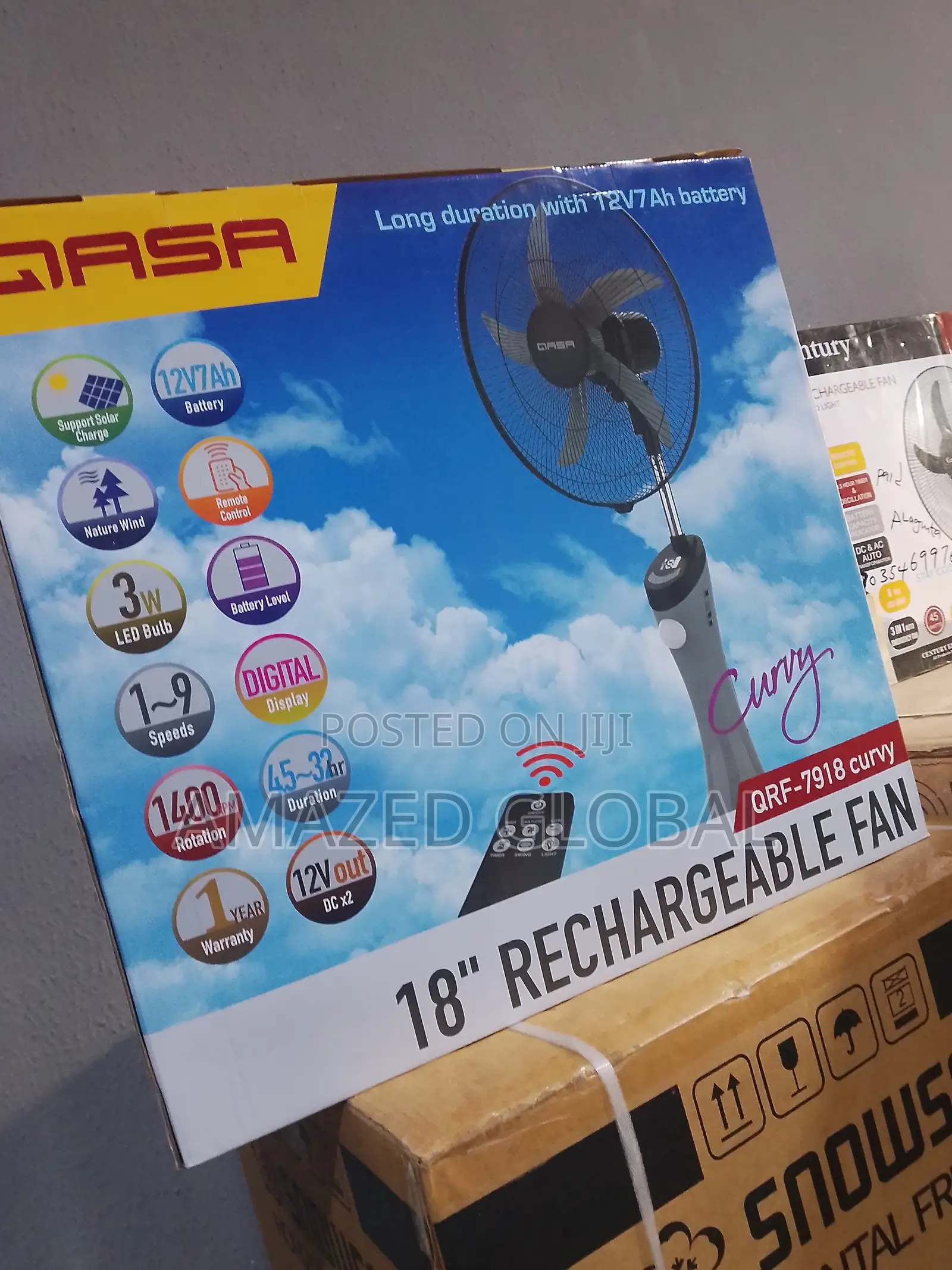 Introducing the New QASA 18' Solar Support Rechageable Fan